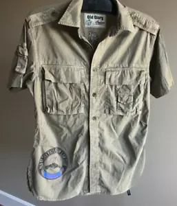 Men's OLD GLORY Short Sleeve Shirt GUN LAW CLUB Logo Button Down 100% Cotton - Picture 1 of 10