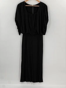 GORGEOUS Vintage Becky Bisoulis Black Fitted Waist Ruched Sleeve Dress Size 4 - Picture 1 of 8
