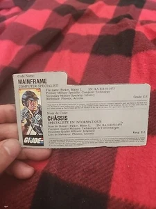 Vintage Hasbro GI Joe ARAH Mainframe Filecard File Card - Picture 1 of 2