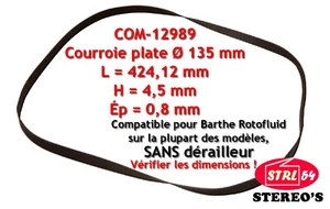 Courroie HQ platine disque vinyle compatible BARTHE ROTOFLUID Ø 135 x 4,5 x 0,8 - Photo 1/2