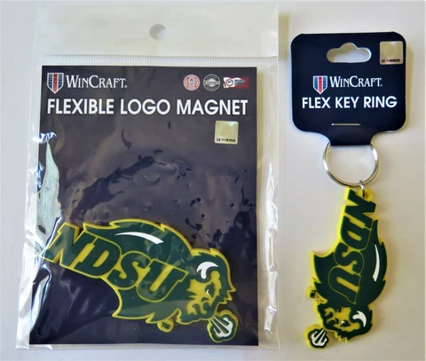 NORTH DAKOTA STATE BISON, FLEXIBLE MAGNET AND KEY RING FROM WINCRAFT (ONE EACH) Cover