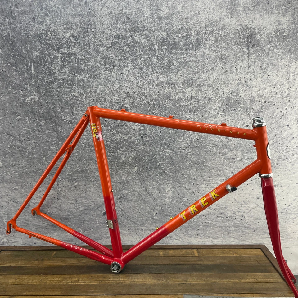 Vintage Trek 1200 Frame Set 56 cm 700c  Orange Red Fade Bike Bonded Aluminum 130 - Image 1 of 4