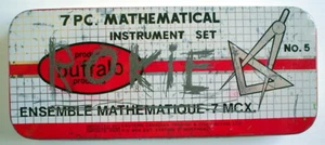 UN JUEGO DE INSTRUMENTOS MATEMÁTICOS BÚFALO VINTAGE 7 PIEZAS **** CONJUNTO DE MATEMÁTICAS  - Imagen 1 de 6