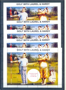 TUVA GOLF RYDER CUP VITTORIA 1995 ALLORO &HARDY LOTTO 5 FOGLI MNH - Foto 1 di 1