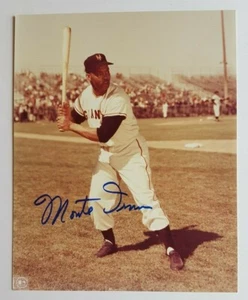 MONTE IRVIN 8X10 AUTOGRAPH PHOTO BATTING NEW YORK GIANTS BLUE SHARPIE DECEASED - Picture 1 of 2