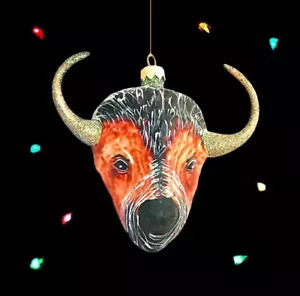 Bison geblasenes Glas Weihnachtsschmuck Westernnatur Wildtier Büffel - Bild 1 von 2