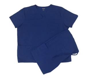 Scrubstar Scrub Set Top Bottom Pants Size XL Nursing Work Uniform Blue - Picture 1 of 12