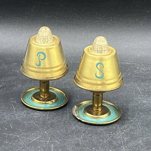 Salt & Pepper Shaker Set Pair Brass Lamp Style Vintage 3.5 in Tall Free Shipping - Picture 1 of 8