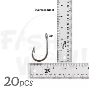 20pcs Fish WOW! Size 9/0 Swordfish Stainless Steel Hook Tuna Dorado Wahoo Marlin - Picture 1 of 8