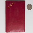 Vintage red leather wallet embossed initials CNC mid-20th century good quality