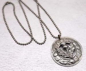 Vintage Watson Thistle Clan Crest Medallion Pendant Necklace Artist Signed NICE! - Bild 1 von 7