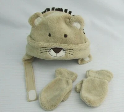 Carters 3-9 Mos Infantil Animal Sombrero y Mitones León/Oso? Forrado de vellón suave beige Foto 1 de 4