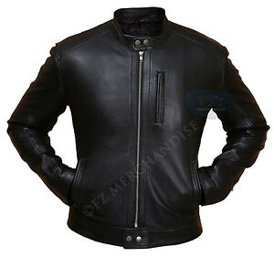 Men's Black Motorcycle Winter Leather Jacket Lambskin
