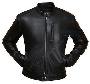 Men's Biker Hunt Black Leather Jacket - Picture 1 of 4