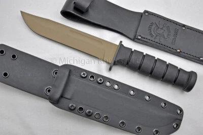 Spartan Blades Ka-Bar Style Knife - Magnacut w/ FDE coating. Leather + Kydex Sh