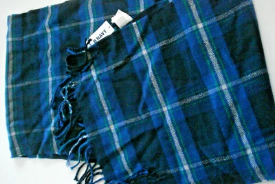 Bufanda para hombre azul a cuadros azul marino antiguo nueva con etiquetas Foto 1 de 2