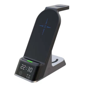 H36 6 in 1 15W Alarm Clock Digital Display Magsafe Magnetic Wireless Charger for - Picture 1 of 9