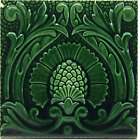 Antique Moulded Majolica 8 Tile Green Glaze Floral Minton Hollins And Co C1880