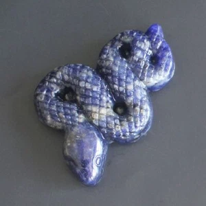 Carved gemstone crystal blue sodalite snake figurine animal statue decor 2'' - Picture 1 of 6
