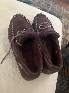 LL Bean Suede Wicked Good Moccasins Purple Women's Size 9 Rubber Soles Non-Slip