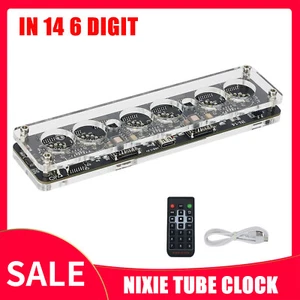 6Digit IN-14 Nixie Tube Clock Desktop Clock Advanced W/Remote LED Colorful Light - Picture 1 of 9