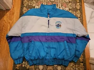 Vintage 1990s Charlotte Hornets Puffer Russell Jacket Medium - Picture 1 of 15