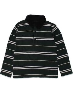 ARMANI JUNIOR Boys Long Sleeve Polo Shirt 3-4 Years Green Striped Cotton DT09