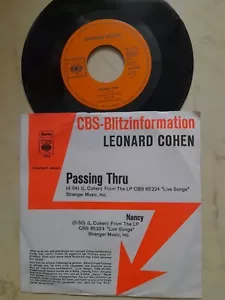 LEONARD COHEN Passing Thru / Nancy 1973 GERMAN CBS-BLITZINFO PROMO SINGLE - Bild 1 von 2