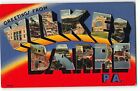 Wilkes Barre, Pa Large Letter Linen Postcard C1940 - Gorgeous Vintage Multiviews