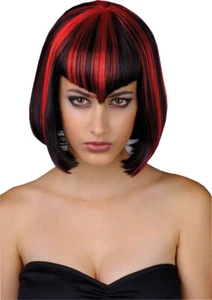 Ladies Vampiress Vampire Short Bob Wig Red Black Halloween Fancy Dress Costume - Picture 1 of 1