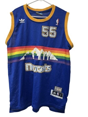 Denver Nuggets Basketball Jersey Mens Large Blue NBA Dikembe Mutombo 55 Adidas - Image 1 of 4