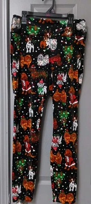 No Boundaries Jrs Fleece Pants Size 11-13 Black With Animals Holiday - Image 1 of 4