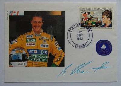 Michael Schumacher Autogramm (gedruckt) auf Brief mit Marke aus Zentralafrika - Bild 1 von 4