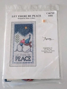 LET THERE BE PEACE Snowmen Cuddled Up Counted Cross Stitch KIT w/ Star 1681 NOS - Picture 1 of 3