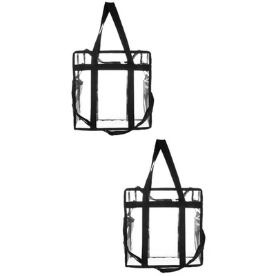  2 Pcs Vinyl Record Carrying Bag Clear Festival Stadium Approved Plastic Purse - Image 1 of 4