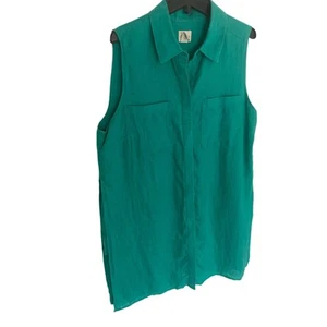 Chico’s tunic top women's size 1 kelly green 100% linen button down casual beach - Picture 1 of 5