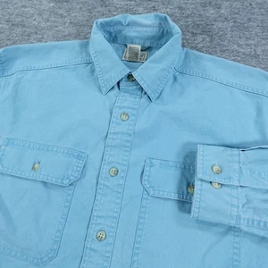 LL Bean Hemd Herren Medium Blau Sunwashed Langarm Baumwolle Taschen Canvas Aqua - Bild 1 von 14