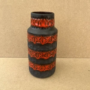 Vintage West German Red & Black Vase 505-25 good condition - Picture 1 of 8