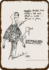 1964 BONNIE CASHIN Sketch for PHILIP SILLS VntLook DECORATIVE REPLICA METAL SIGN - Picture 1 of 1