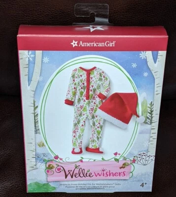 American Girl Wellie Wishers Corazones y Pino Vacaciones Pijamas para Muñecas Navidad NUEVO Foto 1 de 2