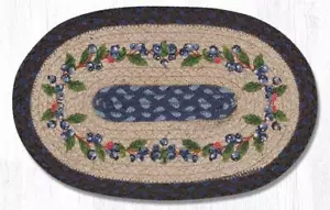 2 geflochtene ovale Tischsets/Untersetzer/Uhr aus Jute. BLUEBERRY VINE. Erde Teppiche. 10" x 15" - Bild 1 von 1