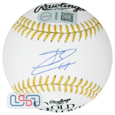 Jackson Chourio Brewers Signed Autographed Gold Glove Baseball USA SM JSA - Image 1 of 4