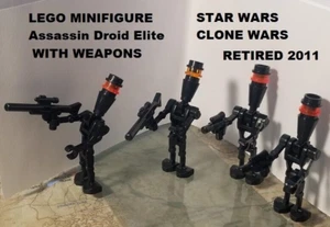 LEGO Minifigure Star Wars Black Elite Assassin Droid Robot Set Of 4 with Weapons - Picture 1 of 1