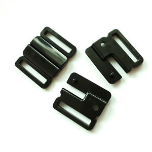 Bikini Front Clasp Belt Buckle 2 Pieces Plastic Black 20mm inside Dimensions