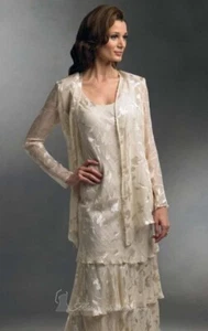 CAMERON BLAKE BY MON CHERI SILK SLEEVELESS DRESS & SHEER JACKET IN PEACH.SIZE 20 - Picture 1 of 7