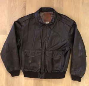 Oso Dorado Cuero Marrón A-2 Estilo Militar Bombardero Flyer Chaqueta EE. UU. Grande - Imagen 1 de 16
