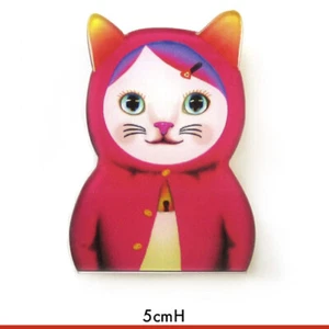 ECKIGE WEIHNACHTEN ROT HOODIE KATZE ACRYL BROSCHE Accessoire Handarbeit Schmuck Geschenk - Bild 1 von 3