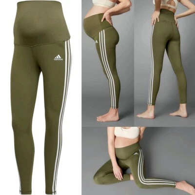 Adidas Maternity Trousers 7/8 Leggings Yoga Sports Baby Olive Green - Image 1 of 4