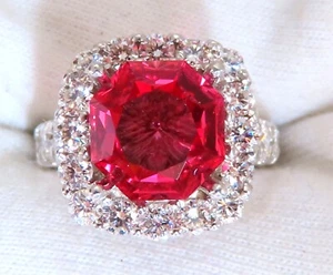 GIA Certified Natural No Heat Spinel 3.86ct Diamonds Cluster Ring 14Kt - Picture 1 of 7