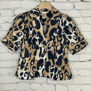 Diane Von Furstenberg Silk Tompskins Leopard Blazer Jacket Size 10 Mob Wife